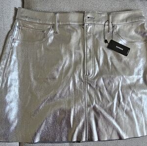 Silver faux leather mini skirt
